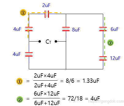 커패시터 직병렬 : 예제1