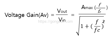 능동 고역 통과 필터 : 이득 수식