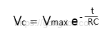 RC 적분기 동작 원리 : 방전 수식